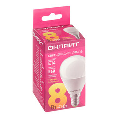 Лампа светодиодная Онлайт E14 2700К 8 Вт 560 Лм 220-240 В шар матовая - фото 3