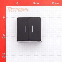 Выключатель Werkel Gallant двухклавишный накладной черный/хром с подсветкой (a050975) - фото 2