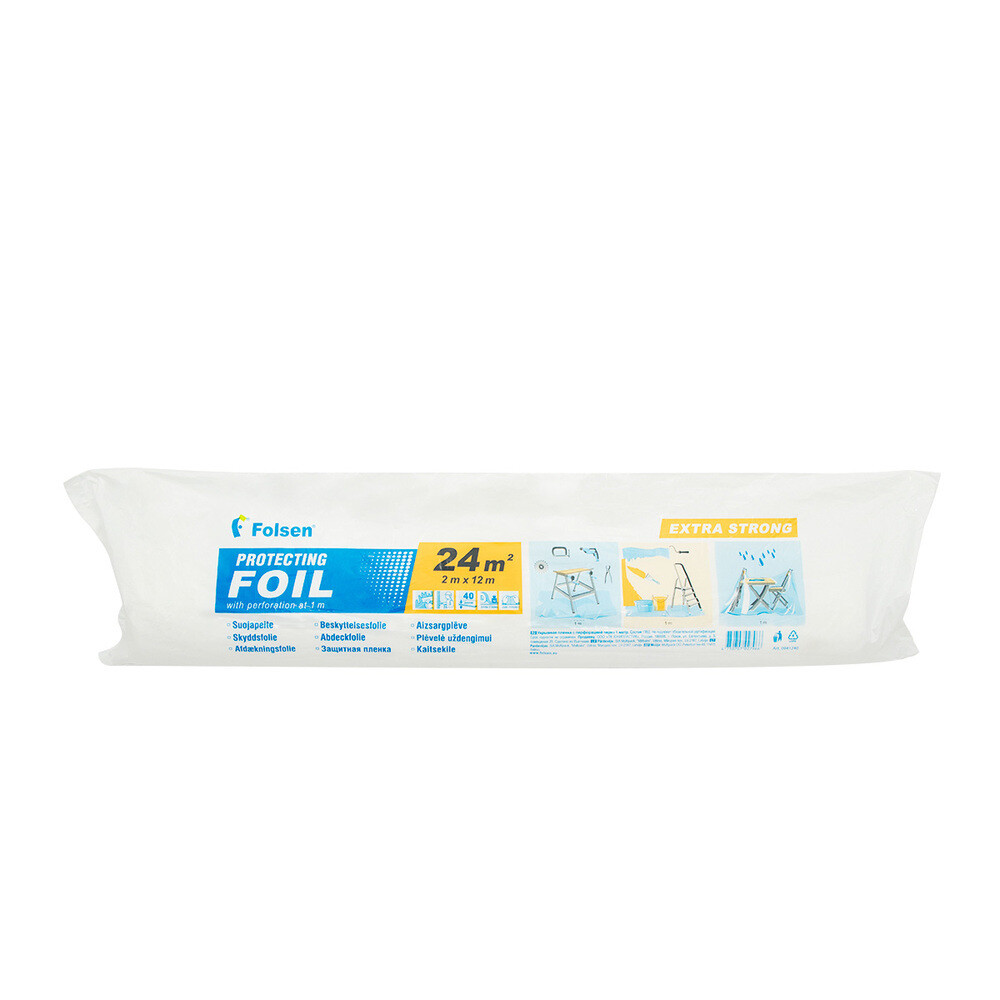 Изображение товара Пленка защитная Folsen Extra Strong для наружных работ с перфорацией 40 мкм 2х12 м (24 кв.м)