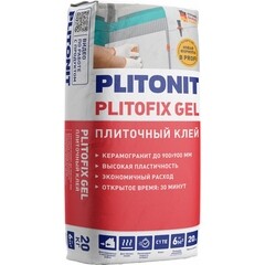 Изображение товара Клей для плитки/ керамогранита/ камня Plitonit Plitofix Gel серый класс C1 TE 20 кг