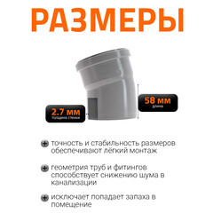 Отвод Ostendorf HTB d110 мм 15° пластиковый для внутренней канализации (115100) - фото 8