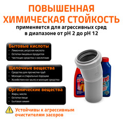 Отвод Ostendorf HTB d110 мм 87° пластиковый для внутренней канализации (115140) - фото 3