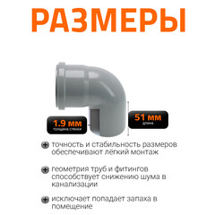 Отвод Ostendorf HTB d75 мм 87° пластиковый для внутренней канализации (113140) - фото 7