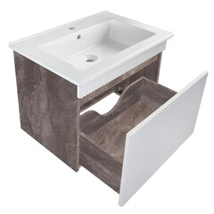 Тумба под раковину Runo Модена 75 70 см подвесная белая/железный камень (00-00001426) - фото 5