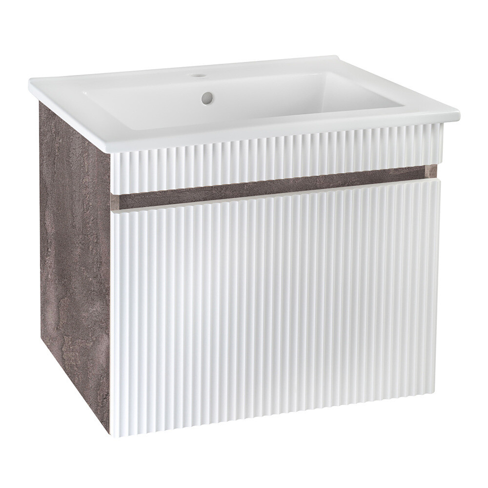 Изображение товара Тумба под раковину Runo Модена 75 70 см подвесная белая железный камень
