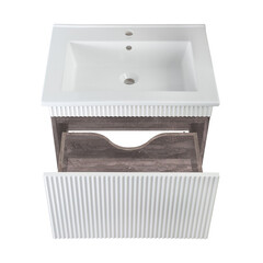 Тумба под раковину Runo Модена 65 60 см подвесная белая/железный камень (00-00001424) - фото 4