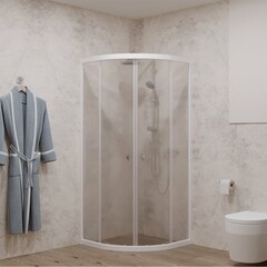 Душевой уголок Triton Ультра белый 90х90х174,5 см четверть круга стекло прозрачное 4 мм (Щ0000064833) - фото 2