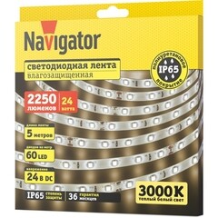 Лента светодиодная Navigator SMD 2835 NLS 3000К 24 В 4,8 Вт/м IP65 5 м (95312) - фото 2