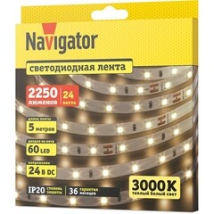 Лента светодиодная Navigator SMD 2835 NLS 3000К 24 В 4,8 Вт/м IP20 5 м (95311) - фото 2