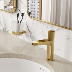 Смеситель для раковины WasserKraft Ems однорычажный золото (7603) - фото 10