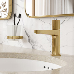 Смеситель для раковины WasserKraft Ems однорычажный золото (7603) - фото 3