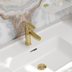 Смеситель для раковины WasserKraft Neckar 60 BL однорычажный золото (2103) - фото 10