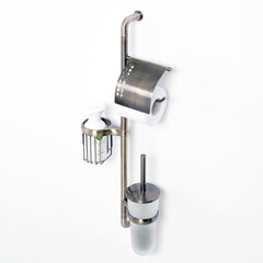 Стойка с бумагодержателем и ершом WasserKraft стекло/металл светлая бронза - фото 3