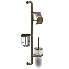 Стойка с бумагодержателем и ершом WasserKraft стекло/металл светлая бронза - фото 1