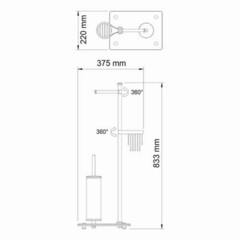 Стойка с бумагодержателем и ершом WasserKraft напольная стекло/металл хром - фото 2