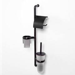 Стойка с бумагодержателем и ершом WasserKraft стекло/металл темная бронза - фото 3