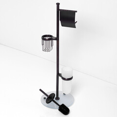 Стойка с бумагодержателем и ершом WasserKraft напольная стекло/металл темная бронза - фото 5