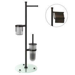Изображение товара Стойка с бумагодержателем и ершом WasserKraft напольная стекло/металл темная бронза