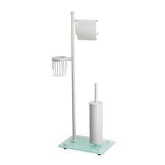 Изображение товара Стойка с бумагодержателем и ершом WasserKraft напольная стекло/металл белая