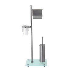 Изображение товара Стойка с бумагодержателем и ершом WasserKraft напольная стекло/металл никель