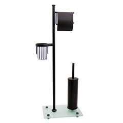 Изображение товара Стойка с бумагодержателем и ершом WasserKraft напольная стекло/металл черная