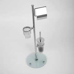 Стойка с бумагодержателем и ершом WasserKraft напольная стекло/металл хром - фото 5