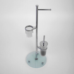 Стойка с бумагодержателем и ершом WasserKraft напольная стекло/металл хром - фото 4