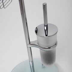 Стойка с бумагодержателем и ершом WasserKraft напольная стекло/металл хром - фото 3