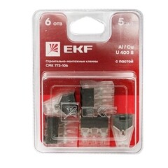 Клемма на 6 проводов EKF PROxima СМК 773-106 1-2,5 кв.мм самозажимная с пастой (5 шт.) (plc-smk-106b) - фото 3