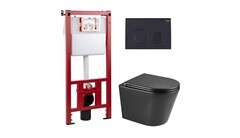 Комплект инсталляции Corsa Deco CX с унитазом Corsa Deco NX Tornado с кнопкой черной и сиденьем дюропласт микролифт - фото 1