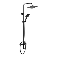 Душевая система Tokito Rain с верхним душем с лейкой с изливом черная (TOK-RAI-1014BL)