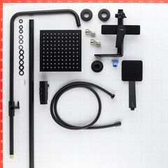 Душевая система Tokito Rain с верхним душем с лейкой с изливом черная (TOK-RAI-1014BL) - фото 10