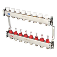 Коллекторная группа с расходомерами Rommer 1 ВР(г) х 8 выходов 3/4 НР(ш) ЕК х 1 ВР(г) - фото 1