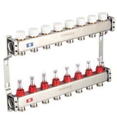 Коллекторная группа с расходомерами Rommer 1 ВР(г) х 8 выходов 3/4 НР(ш) ЕК х 1 ВР(г) - фото 5