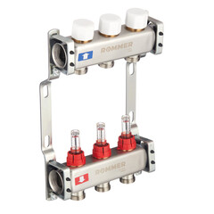 Коллекторная группа с расходомерами Rommer 1 ВР(г) х 3 выхода 3/4 НР(ш) ЕК х 1 ВР(г) - фото 5