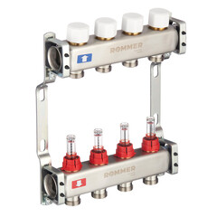 Коллекторная группа с расходомерами Rommer 1 ВР(г) х 4 выхода 3/4 НР(ш) ЕК х 1 ВР(г) - фото 4