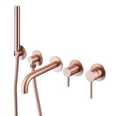 Смеситель для душа встраиваемый Abber Wasser Kreis однорычажный с лейкой розовое золото матовое (AF8130MRG)