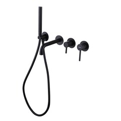 Смеситель для душа встраиваемый Abber Wasser Kreis однорычажный с лейкой черный матовый (AF8130B) - фото 4