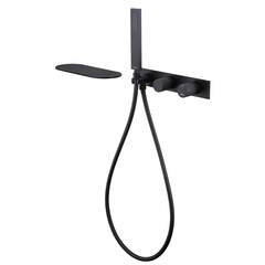 Смеситель для душа встраиваемый Abber Rund с лейкой черный матовый (AF8731B) - фото 4