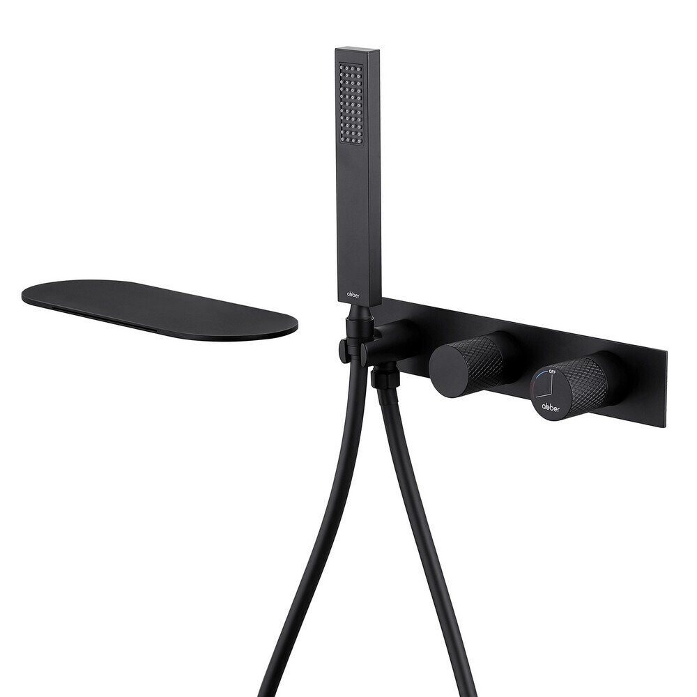 

Смеситель для душа встраиваемый Abber Rund с лейкой черный матовый (AF8731B)