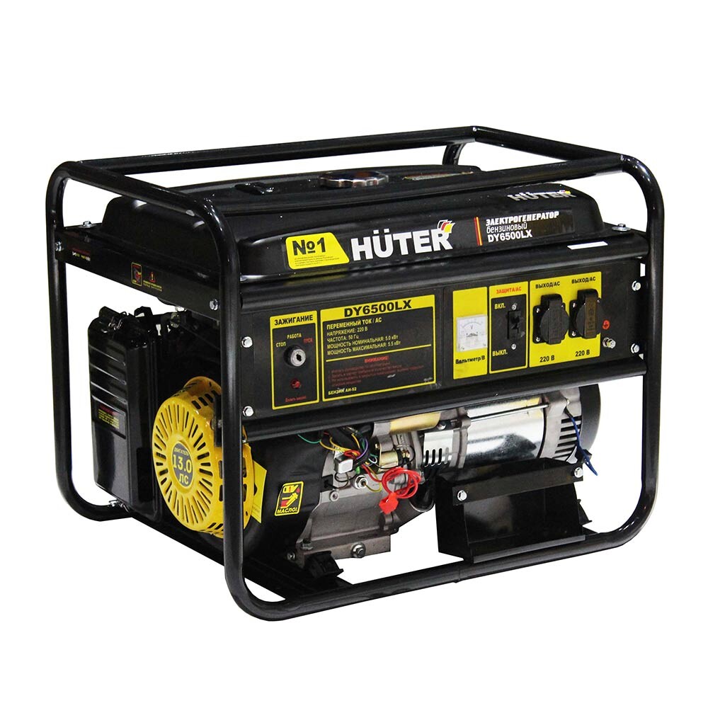 Изображение товара Бензиновый генератор Huter DY6500LX 5,5 кВт с электростартером, защитой