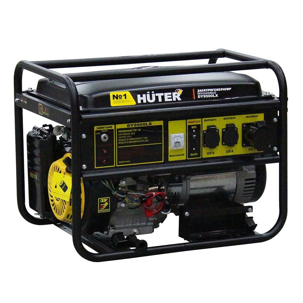 Изображение товара Бензиновый генератор Huter DY9500LX 7,5 кВт электростартер ремень защита