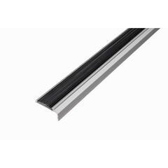 Порог алюминиевый угловой наружный 40х20х1800 мм серебро с резиновой вставкой