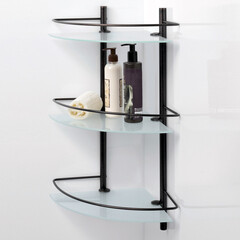 Полка для ванной WasserKraft Isar K-7300 угловая трехъярусная 310х610х310 мм стекло/металл темная бронза (K-3633) - фото 3