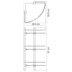 Полка для ванной WasserKraft Isar K-7300 угловая трехъярусная 310х610х310 мм стекло/металл темная бронза (K-3633) - фото 2