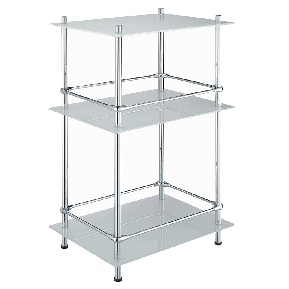 Изображение товара Полка для ванной WasserKraft трехъярусная напольная 400х675х300 мм никель хром (K-4033)