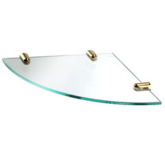 Изображение товара Полка для ванной WasserKraft угловая 290х30х290 мм стекло/металл золото (K-533PG)