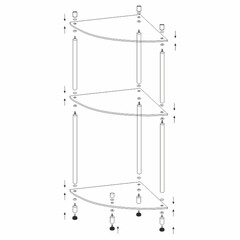 Полка для ванной WasserKraft угловая трехъярусная напольная 280х685х280 мм никель хром (K-4133) - фото 3