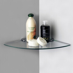 Полка для ванной WasserKraft угловая 290х30х290 мм стекло/металл хром (K-533) - фото 3