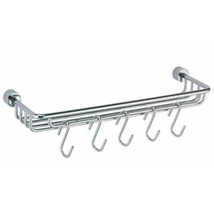 Изображение товара Полка для ванной WasserKraft Donau K-9400 с крючками 423х50х115 мм металл хром (K-9415)